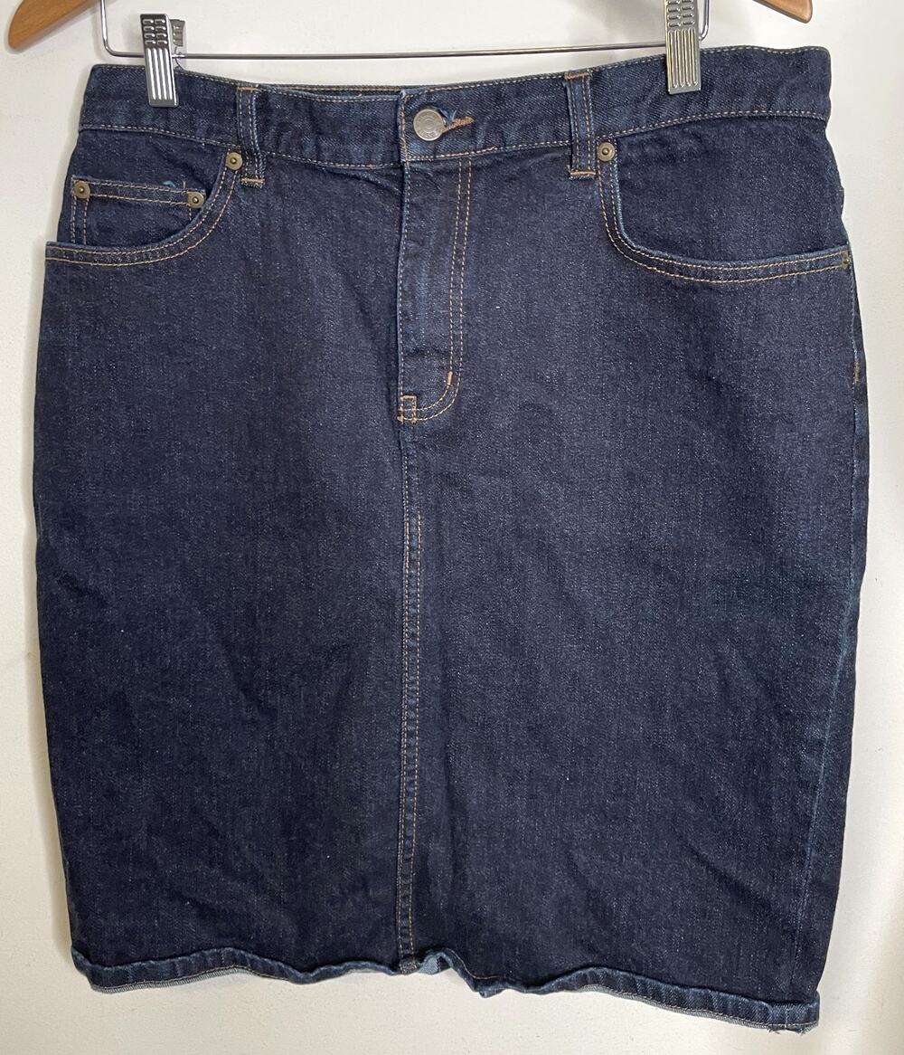 Ralph Lauren LRL Denim Jean Skirt Womens 12 Straight 5 Pocket